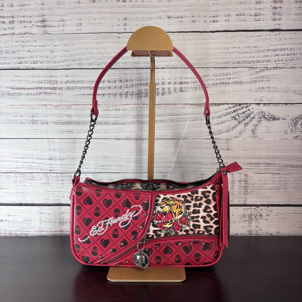Ed Hardy Red and Black Shoulder/Crossbody Purse EXCLUSIVE